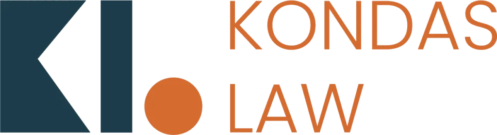 A Logo that reads: Kondas Law in orange letters.